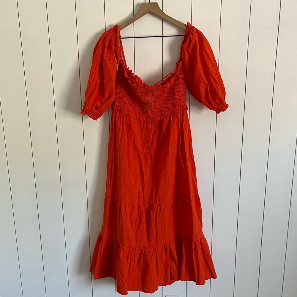 Showpo Nikka Shirred Off Shoulder Puff Sleeve Midi Dress - Picture 4 of 4